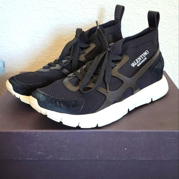 Valentino Garavani Shoes - VALENTINO Leather Trim Embellishment Sneakers Size 41